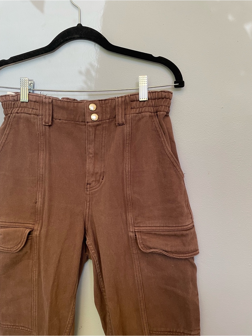 High-Waist Utility Cargo Pants in Mauve